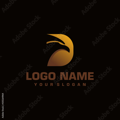 illustration of letter D and eagle head logo vector icon