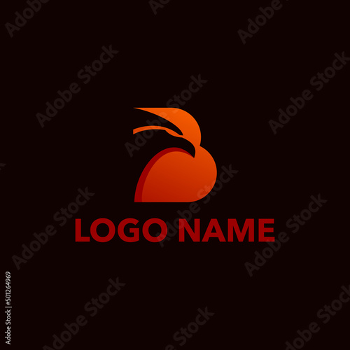illustration of letter D and eagle head logo vector icon