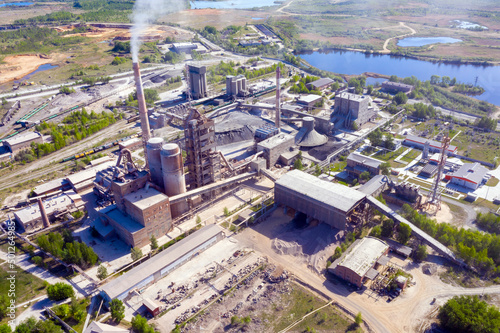 Flying over the сement manufacturing plant