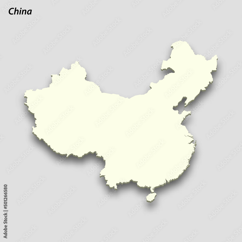 3d isometric map of China isolated with shadow 3d isometric map of China isolated with shadow