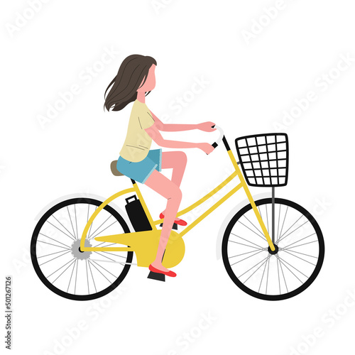 電動アシスト自転車に乗る女性のイラスト