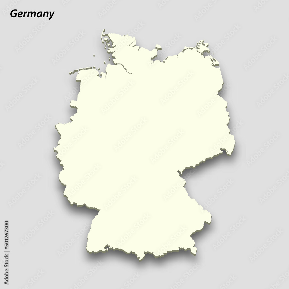 3d isometric map of Germany isolated with shadow