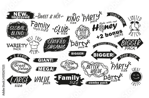 Ink print sticker collection for product package