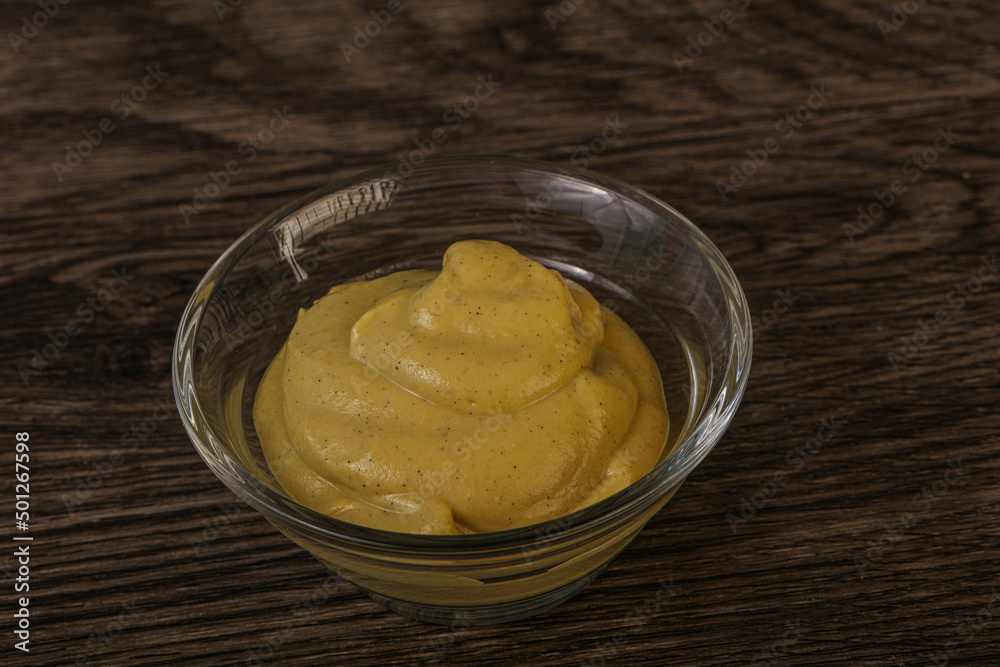 Dijon mustard sauce in the bowl Dijon mustard sauce in the bowl