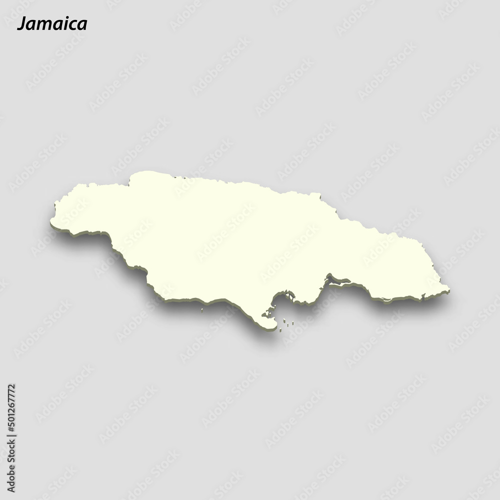 3d isometric map of Jamaica isolated with shadow