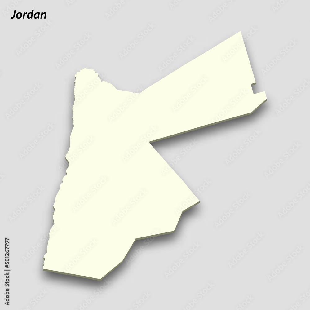 3d isometric map of Jordan isolated with shadow