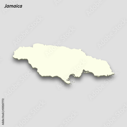 3d isometric map of Jamaica isolated with shadow
