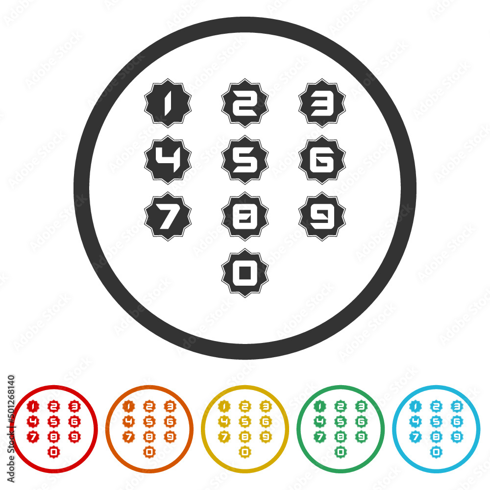 Creative modern number set. Set icons colorful Creative modern number set. Set icons colorful