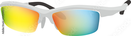 Clip art of white sports sunglasses facing diagonally