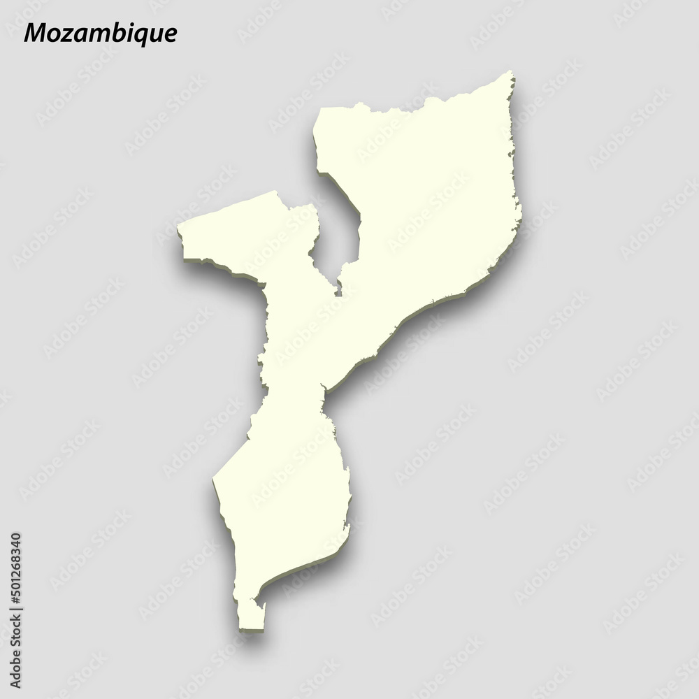 Obraz premium 3d isometric map of Mozambique isolated with shadow