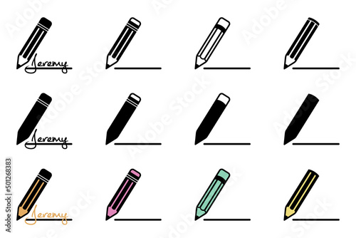 Pencil Icon Set - Different Vector Illustrations Isolated On White Background