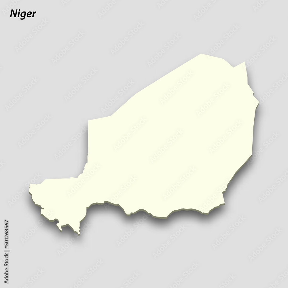 3d isometric map of Niger isolated with shadow 3d isometric map of Niger isolated with shadow