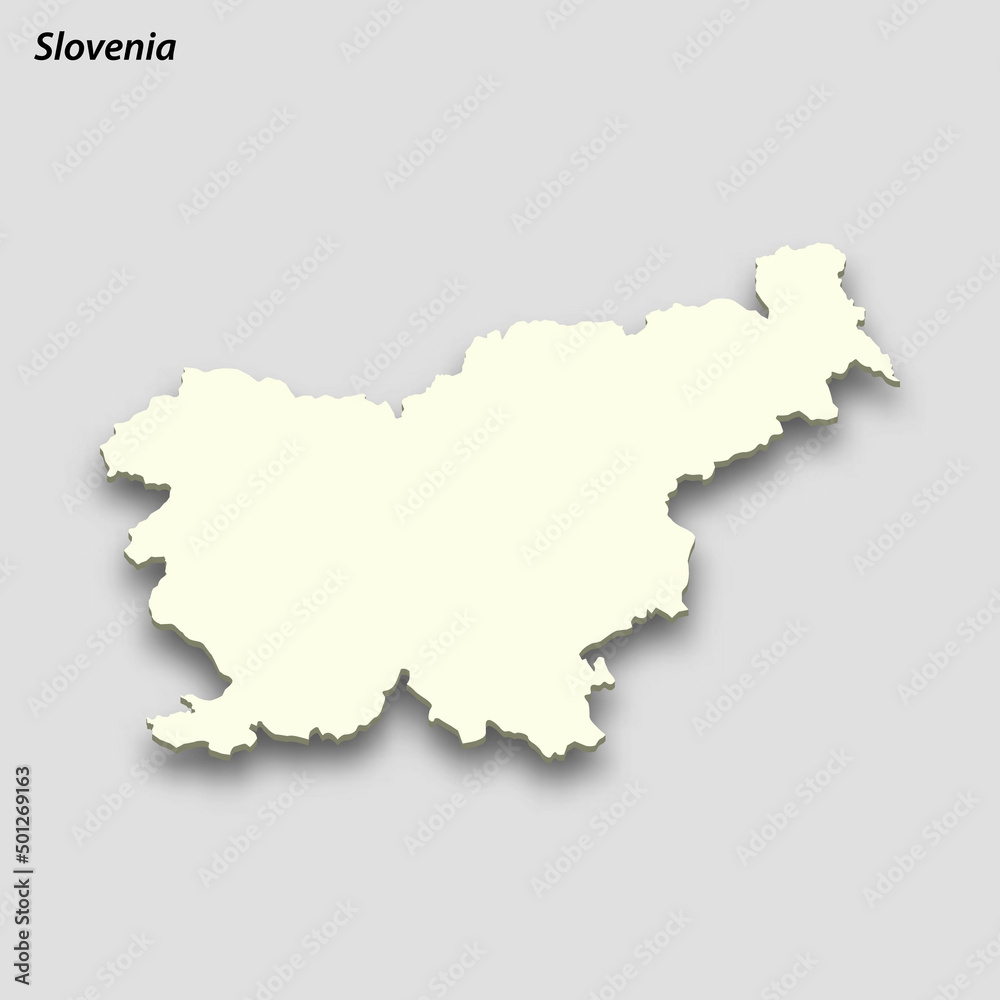 3d isometric map of Slovenia isolated with shadow