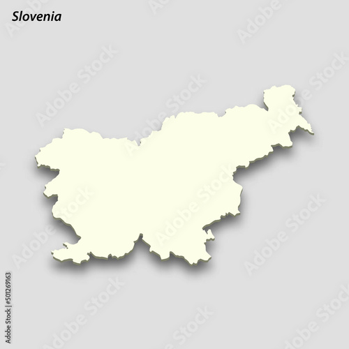 3d isometric map of Slovenia isolated with shadow