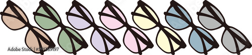 Clip art set of front-facing closed glasses
