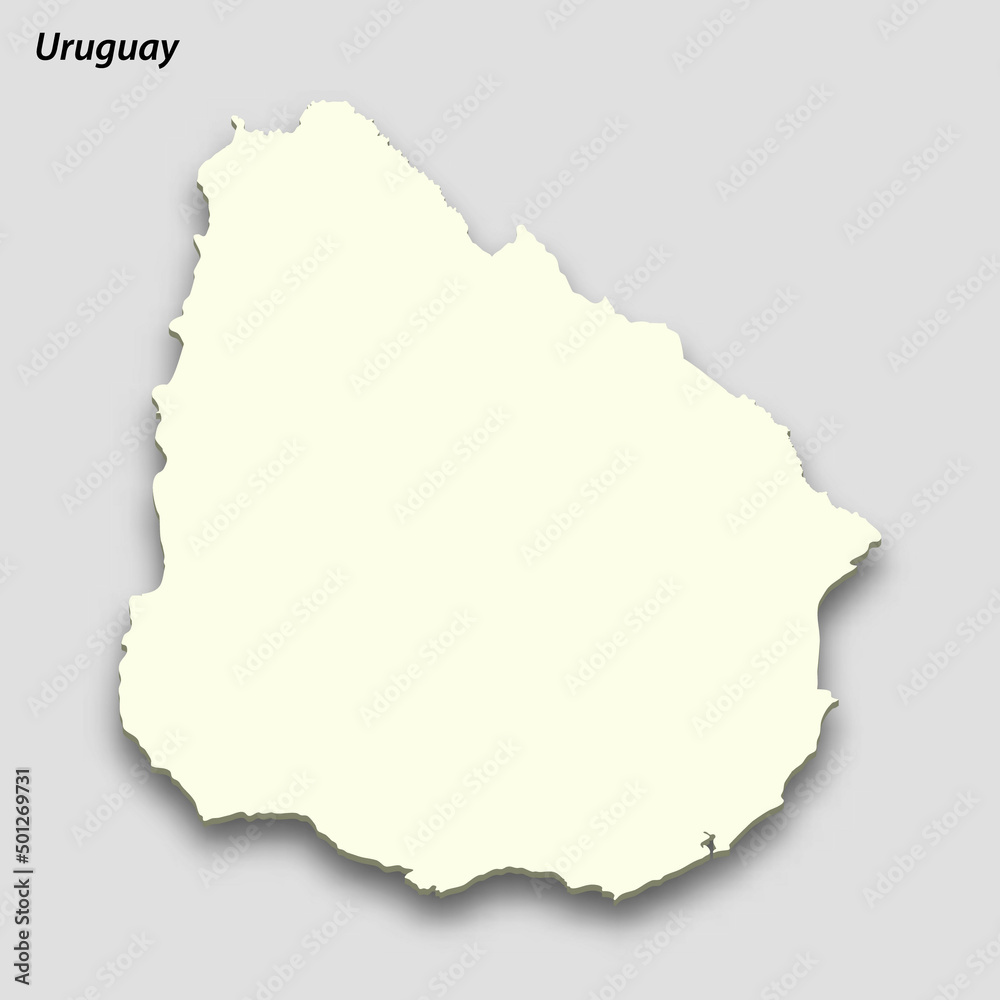 Fototapeta 3d isometric map of Uruguay isolated with shadow