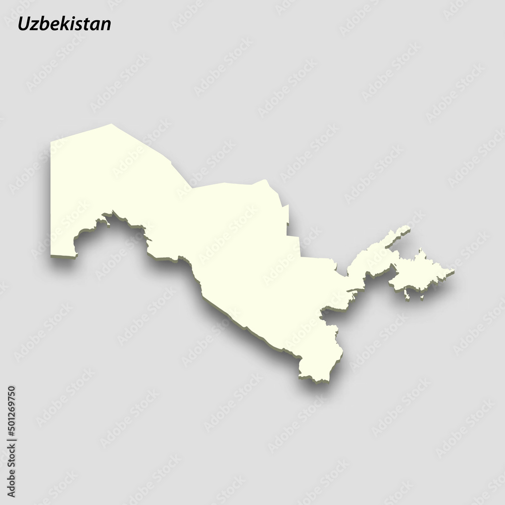 3d isometric map of Uzbekistan isolated with shadow 3d isometric map of Uzbekistan isolated with shadow