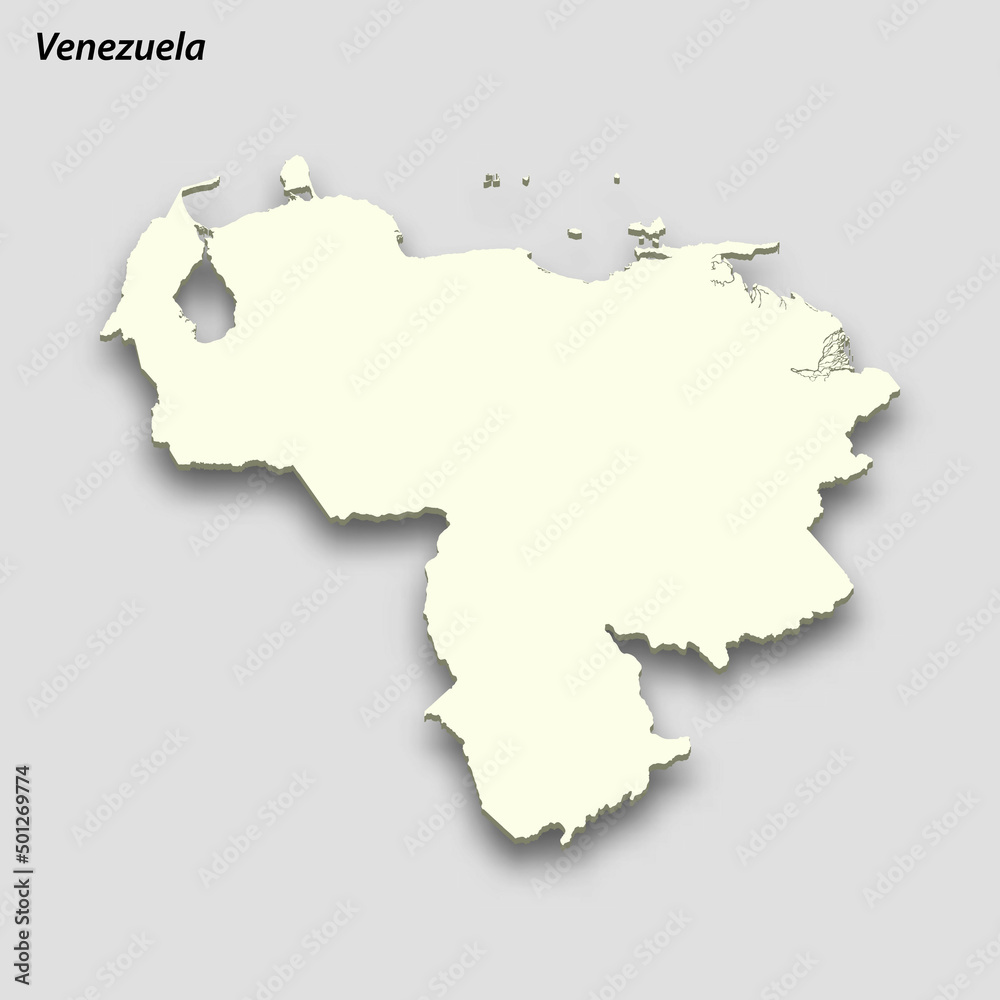 3d isometric map of Venezuela isolated with shadow