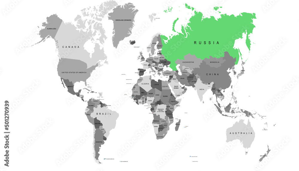 Obraz premium World map. Map of Russia. Russian federation. 