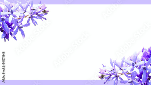 Antique old template style with purple flowers and white text background.