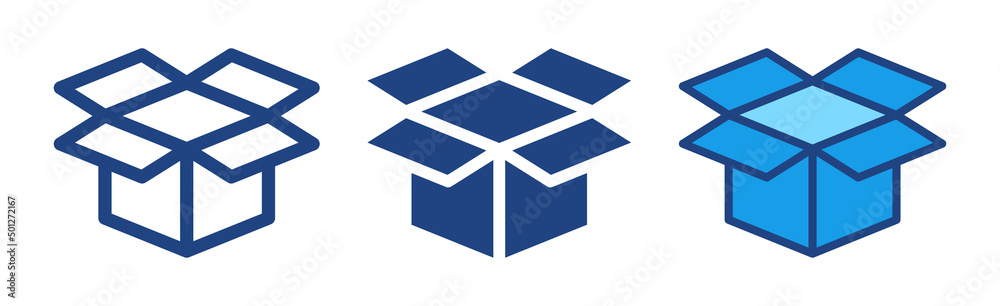 Set of open box icon vector. Open cardboard box icon isolated on white background. Set of open box icon vector. Open cardboard box icon isolated on white background.