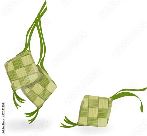 Ketupat or kupat is a typical maritime Southeast Asian dish made from rice wrapped in a wrapper made of woven young coconut leaves