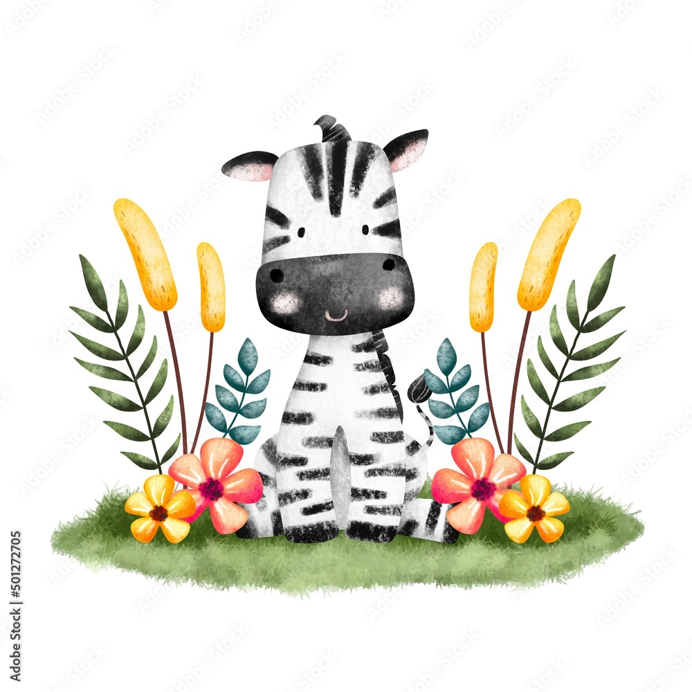 Φωτογραφία Watercolor Illustration Safari Animal Zebra