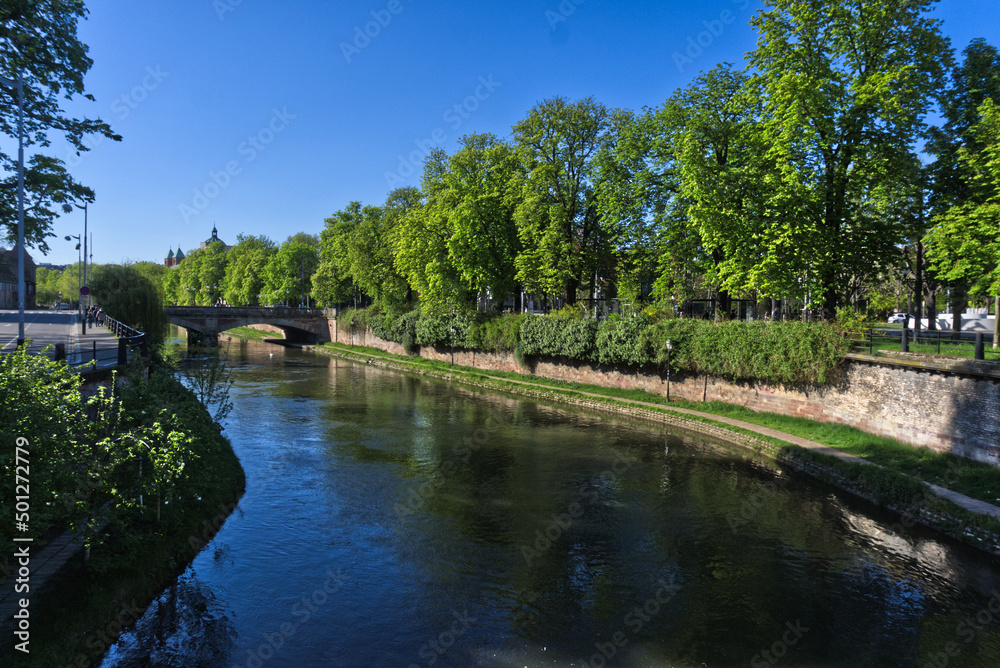 River in Strasbourg with Trees