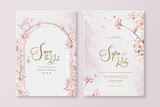 Elegant Wedding Invitation Template with Pink Cherry Blossom