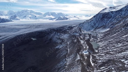 Aerial view of Viedma Glacier (Glaciar Viedma) and Viedma Lake full of icebergs in Southern Patagonian Ice Field during Huemul Circuit, El Chaltén, Argentina - Lago Viedma photo