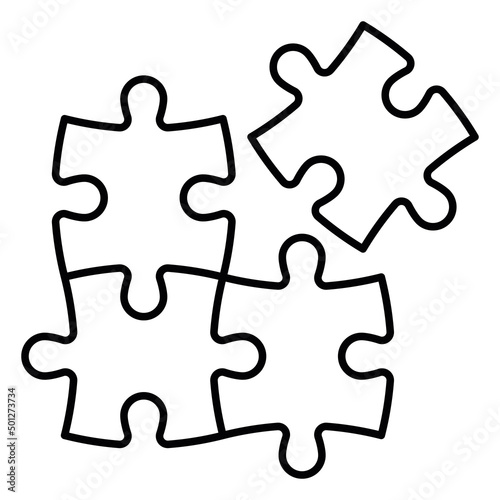 Jigsaw puzzle pieces thin line icon