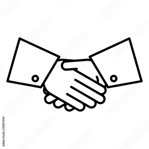 Shaking hands thin line icon