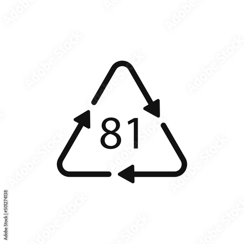 Paper (cardboard). Recycling codes 81 PapPet. Composite materials sign. Vector illustration