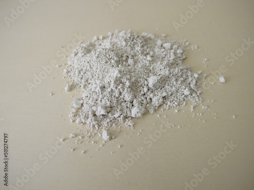 White slurry chalk powder for peeling or mask on a wooden board