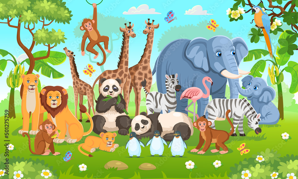 autocollants d'animaux. ensemble d'animaux. les animaux des enfants. lion,  éléphant, singe, zèbre, tortue et girafe. autocollants pour enfants.  13460955 Art vectoriel chez Vecteezy