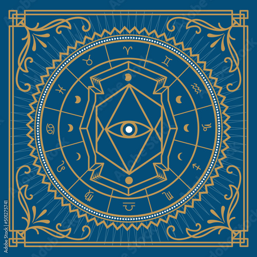 Vintage label Divine magic occult symbolism occultism vector
