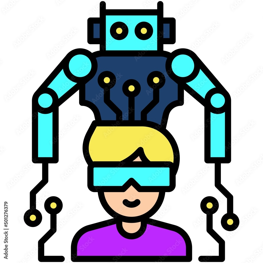Robotic icon, Metaverse related vector