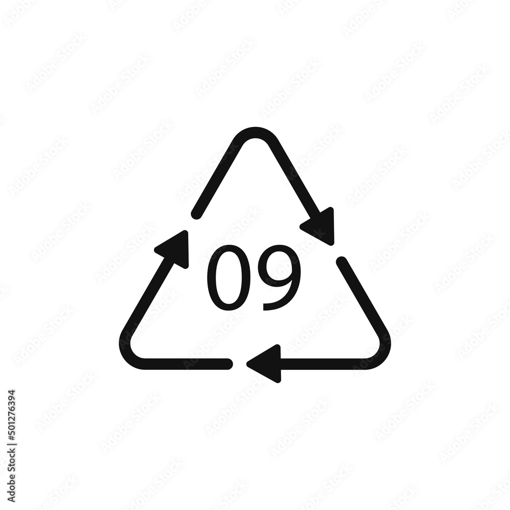 Plastic recycle symbol ABS 9 vector icon. Plastic recycling code ABS 09. Plastic recycle symbol ABS 9 vector icon. Plastic recycling code ABS 09.