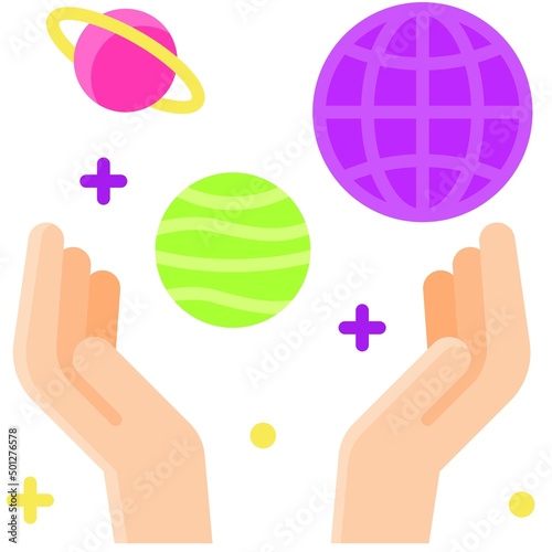 Star hologram and hand icon, Metaverse related vector