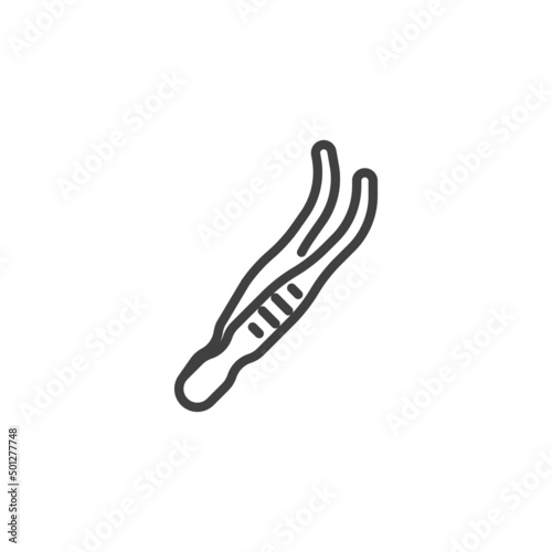 Dental tweezers line icon