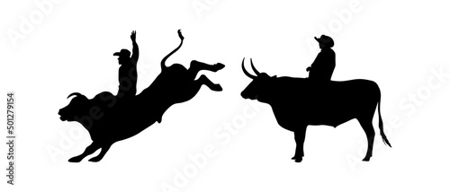 Bull Buffalo Rider Silhouette Vector