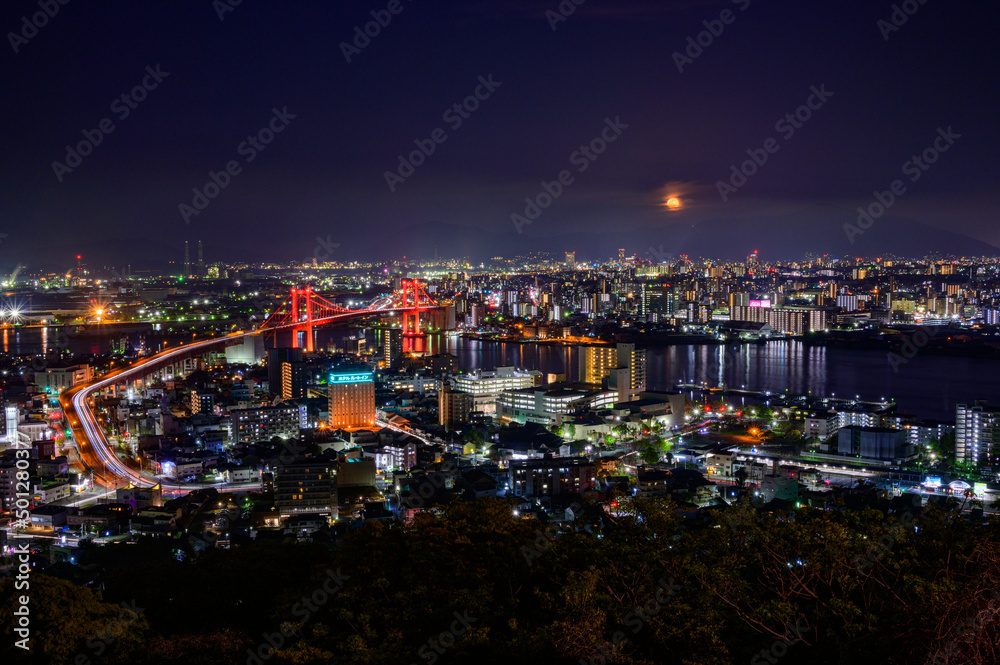 月夜の展望台からの夜景