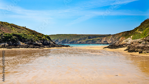 Port Coton in belle-ile french Brittany and Kerel beach