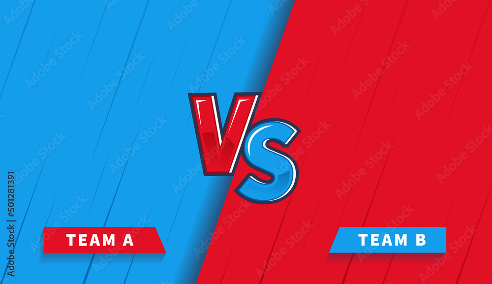 Fototapeta premium versus backgrounds. illustration of the conflict fight between the Red and Blue teams