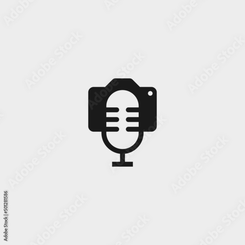 camera microphone logo or podcast logo