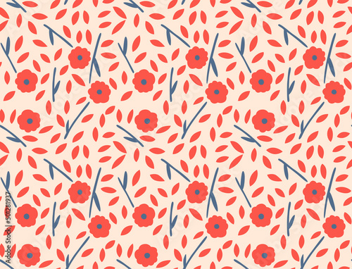 Japanese Pretty Flower Petal Fall Vector Seamless Pattern