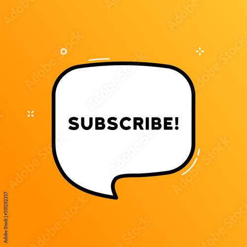 Speech bubble with subscribe text. Boom retro comic style. Pop art style. Vector line icon for Business and Advertising