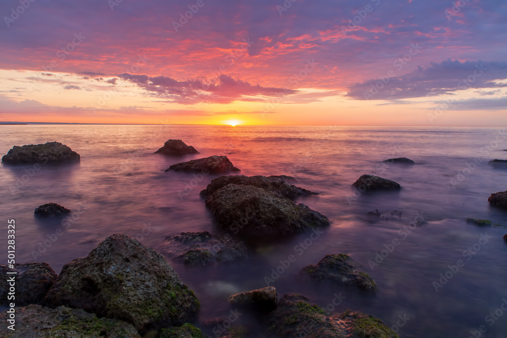 Obraz premium Magical sunrise from St. Konstantin and Elena resort , near Varna , Bulgaria.