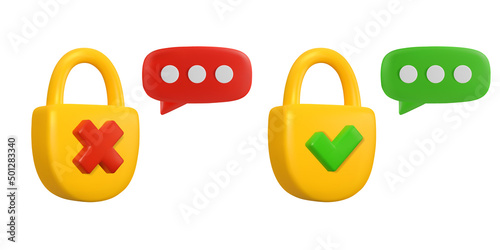 Vector 3d Forgot Password icon. Cartoon render yellow padlock isolated on white background. Security concept, wrong password recovery illustration