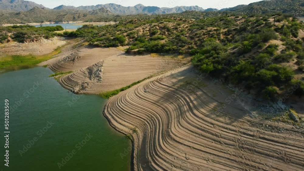 Stunning 4k Drone shot of Arizona Mountains, Beaches, Cacti and at the Lake